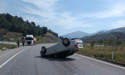 Gölbaşı’nda otomobil takla attı: 1 yaralı