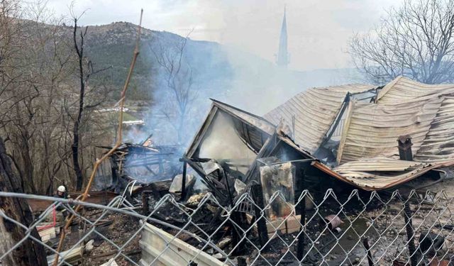 Bolu’da 2 ev, samanlık ve traktör alevlere teslim oldu