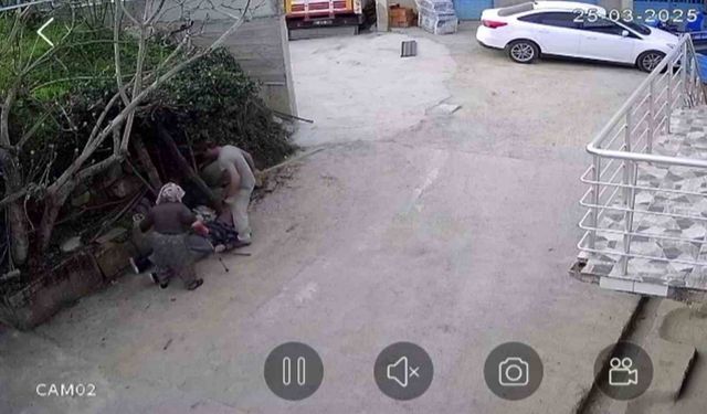 Dayısına kürekle saldırdı, o anlar güvenlik kamerasında