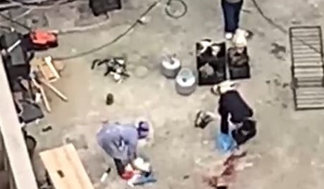 Esenyurt’ta apartman çatısında tavuk kesimi