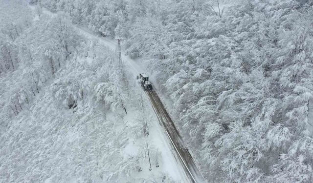 Ordu’nun kırsalında karla mücadele: Bir günde 791 kilometre yol açıldı