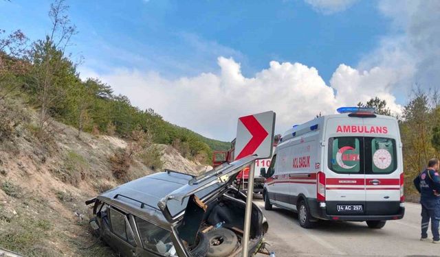 Şarampole uçan otomobil hurdaya döndü: 1 yaralı