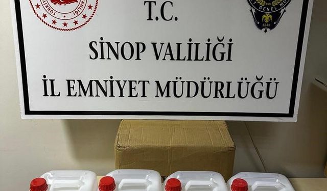 Sinop’ta 20 litre etil alkol ele geçirildi