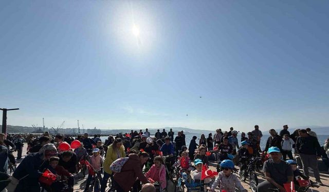 Bandırma’da çocuklar pedal çevirdi