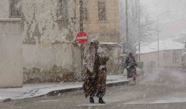 Beklenen Nisan karı geldi: Bayburt’a lapa lapa kar yağdı
