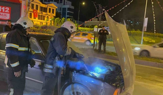 Çorlu’da araç yangını