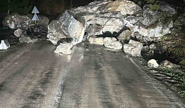 Kastamonu-Cide karayolunda heyelan meydana geldi