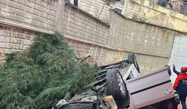 Mardin’de hafif ticari araç istinat duvarından düştü: 2 yaralı