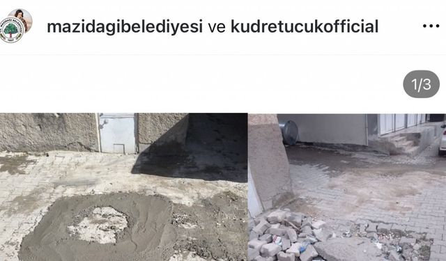 Mazıdağı Belediyesi, bir metrekarelik alanı onarıp dev hizmet sunmuş gibi sosyal medyada paylaştı