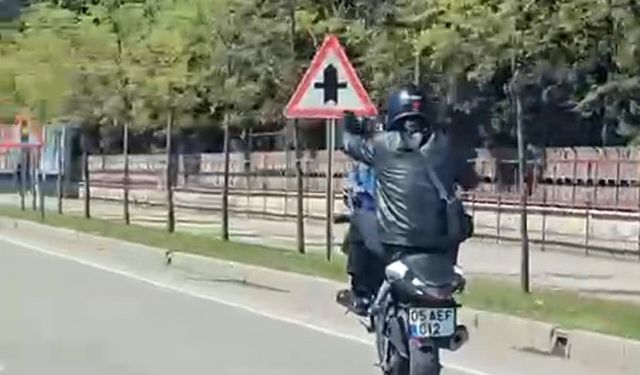 Ordu’da motosiklet ile trafikte şov yapan sürücüye ceza yağdı