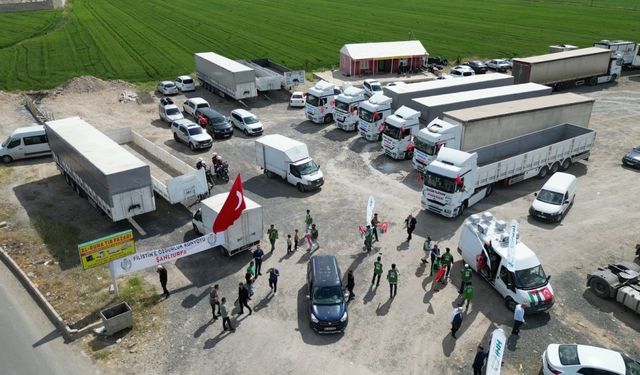 Şanlıurfa’da tır konvoyu Gazze’ye destek için yola çıktı