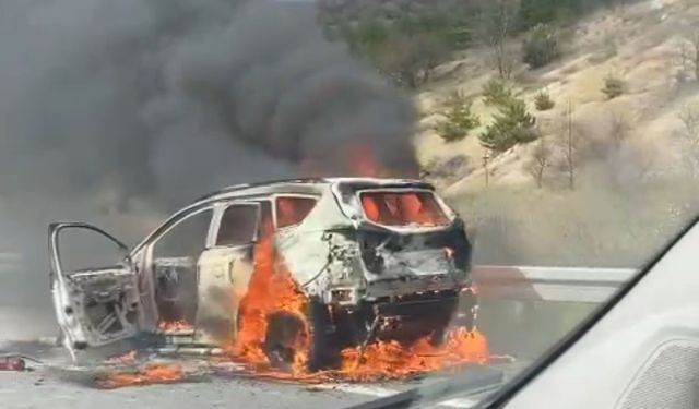TEM Otoyolu’nda cip alev alev yandı