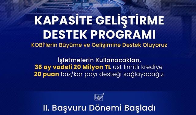Bakan Kacır: "20 milyon lira üst limitli, 36 ay vadeli finansman için 20 puanlık faiz/kâr payı desteği sağlıyoruz"
