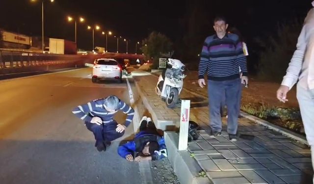 Devrilen motosikletin sürücüsü yaralandı