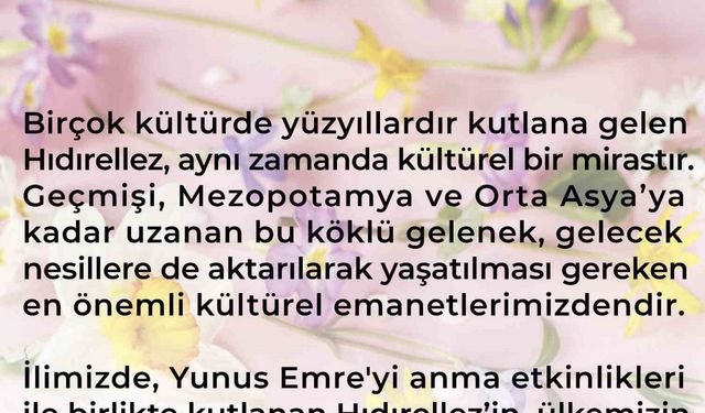 Hüseyin Aksoy’dan "Hıdırellez Günü" mesajı