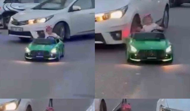 Otomobil çocuğun bindiği akülü araca çarptı: O anlar kamerada