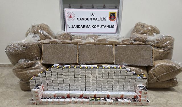 Samsun’da 1 ton kaçak tütün ve 60 bin dolu makaron ele geçirildi