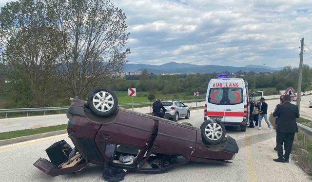 Takla atan araçta burnu bile kanamadı