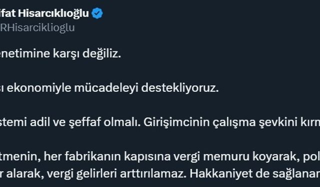 TOBB Başkanı Hisarcıklıoğlu: "Vergi sistemi adil ve şeffaf olmalı"